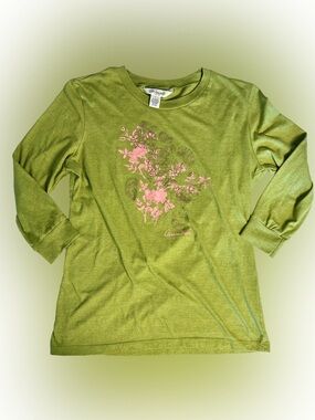 Vintage 2000s Y2K Aeropostale Baby Tee 3/4 Sleeve Green Graphic Size Large Girls